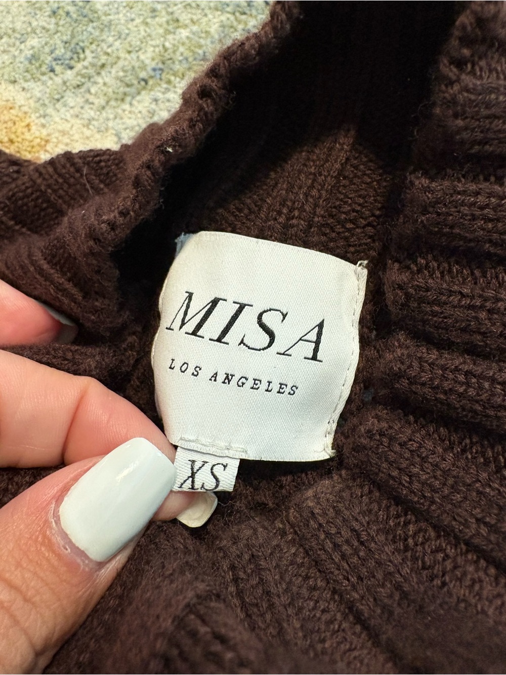 Misa Los Angeles Classic BROWN Cable Knit Oona Sweater XS - Picture 7 of 9